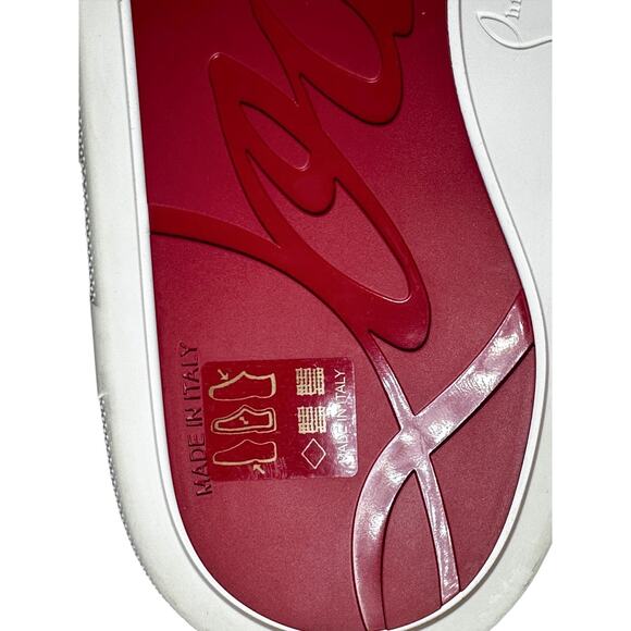 Christian Louboutin White Shearling Logo Slides Flatform Sandals Size 39.5 - Picture 9 of 12